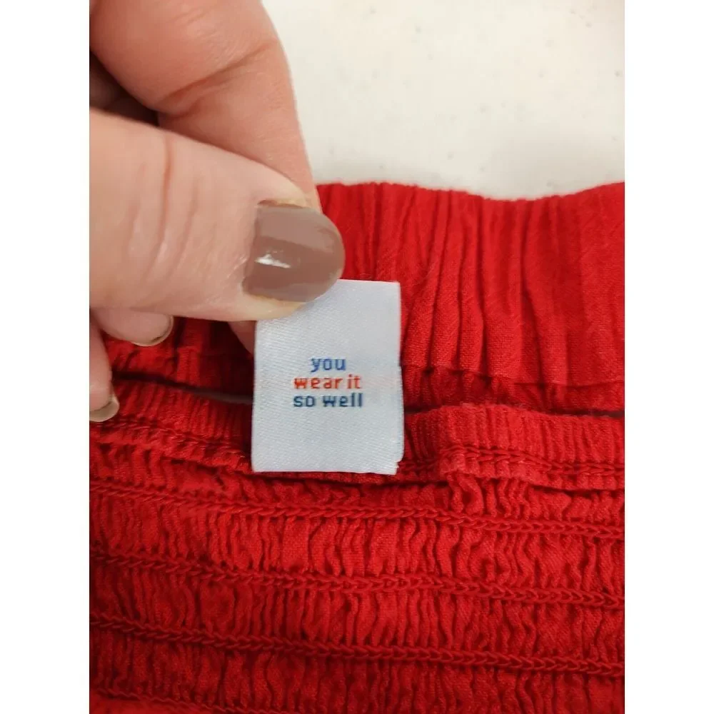 Old Navy Womens XXL Red Smocked Peplum Top Long Sleeve Square Neck Back Cutout - Picture 6 of 7